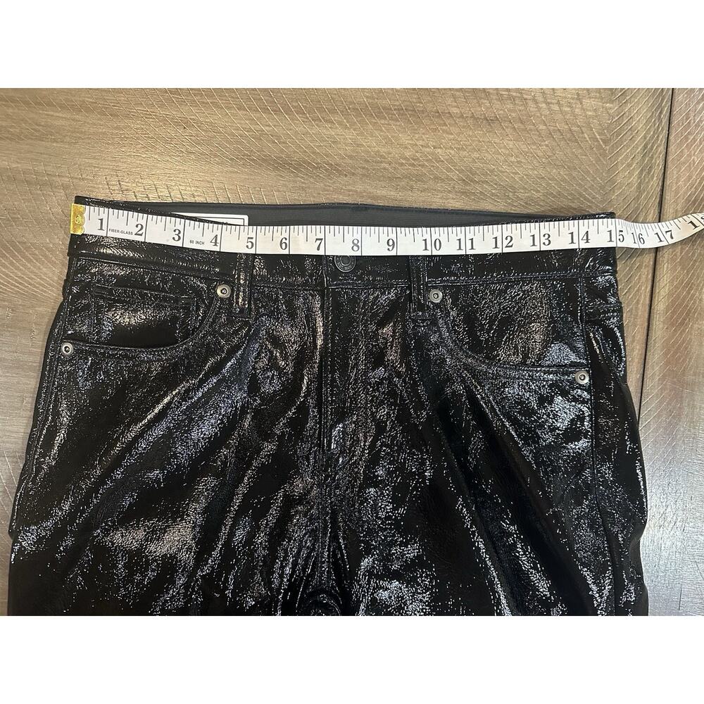 Gap Black Mid Rise Vegan Patent Leather Baby Boot Pants Women’s Size 27/4 Short - Picture 6 of 13